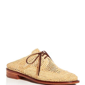 Robert Clergerie Women's Jaly Raffia Lace Up Mules in Natural 37.5 EU